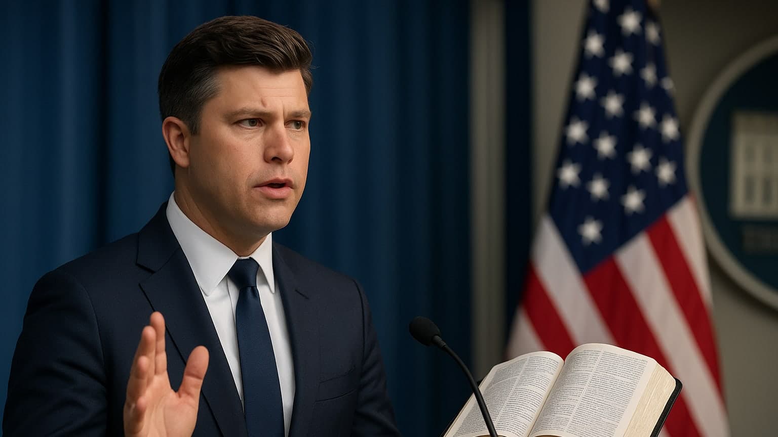 Colin Jost Claims He Predicted Hegseth Bible Moment