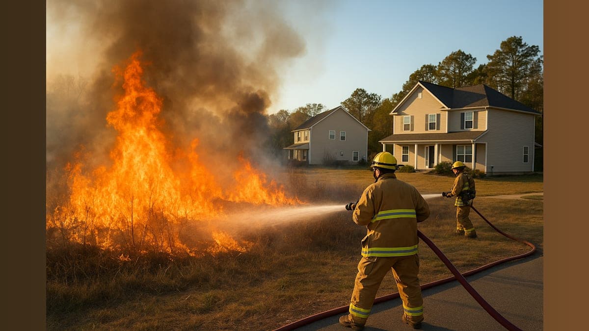 Brush Fire Threatens Homes in Hamilton Township