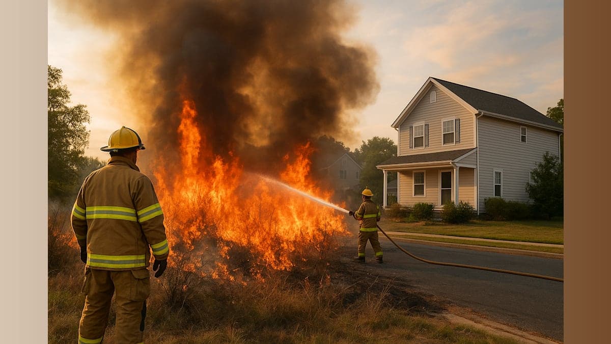 Brush Fire Threatens Homes in Hamilton Township