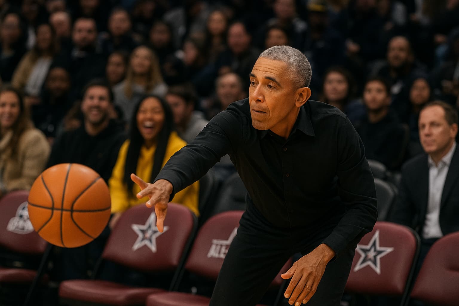 Former President Barack Obama Displays Quick Reflexes at NBA All-Star Game