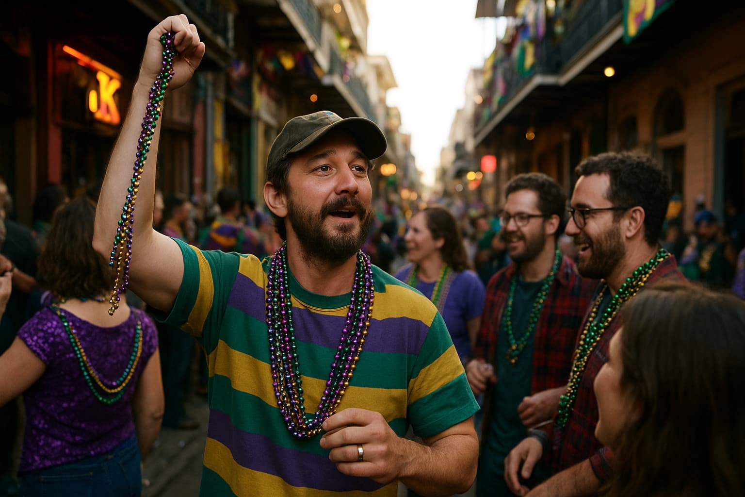 Actor Shia LaBeouf Immerses Himself in New Orleans Lundi Gras Festivities