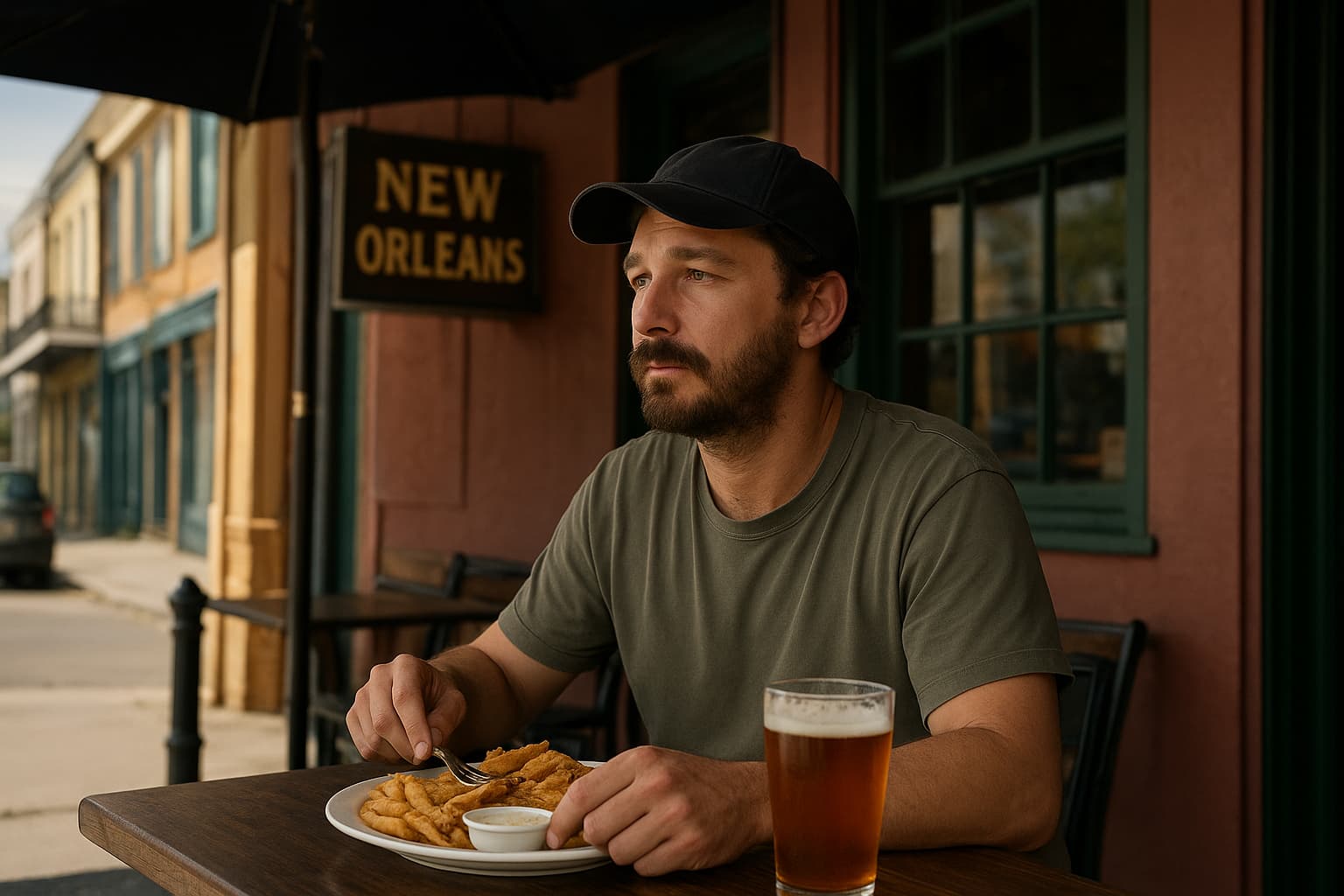 Actor Shia LaBeouf Dines at Local New Orleans Pub Following Jail Release and Court Appearance