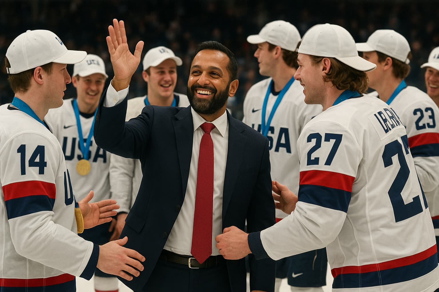 FBI Director Kash Patel Celebrates with U.S. Olympic Hockey Team Following Historic Gold Medal Victory