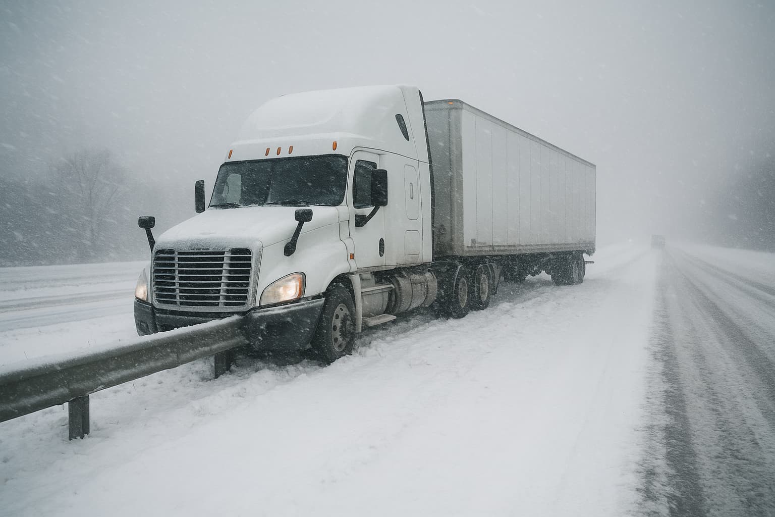 Tractor-Trailer Collides with Guardrail on AC Expressway During Weekend Blizzard