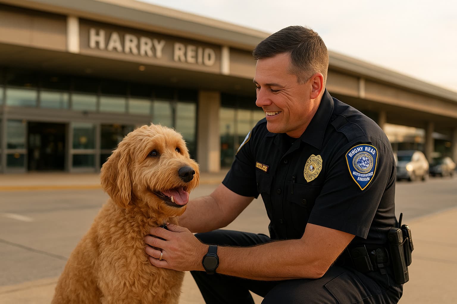 Las Vegas Airport Officer Adopts Abandoned Goldendoodle After Owner's Arrest