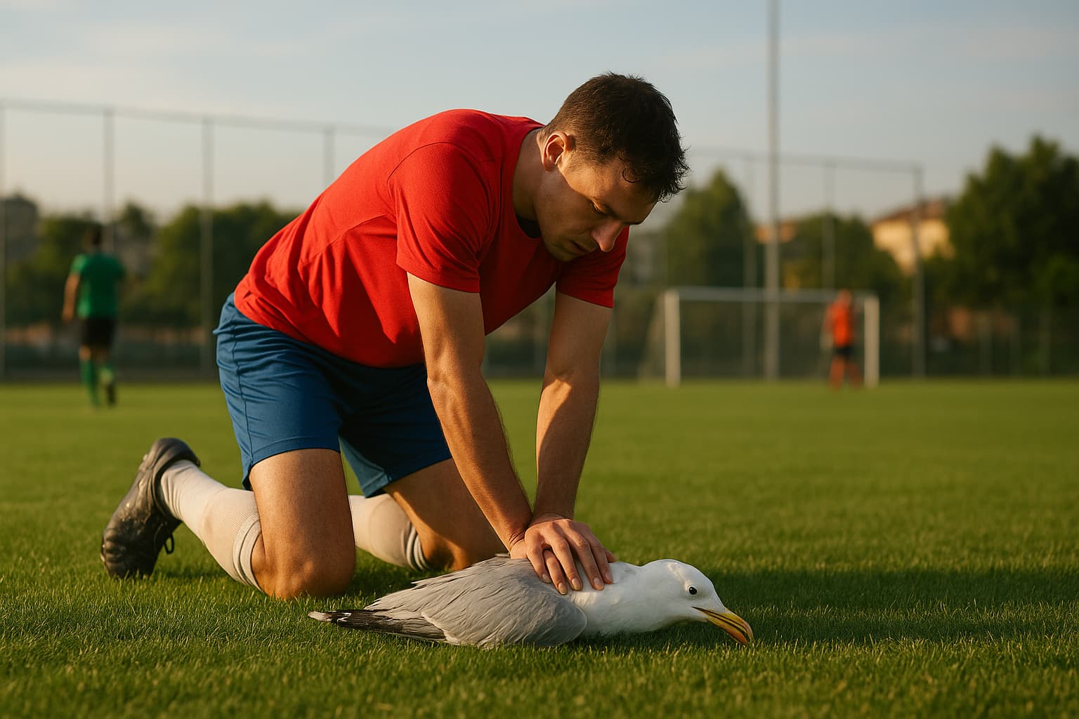 Amateur Soccer Player Performs CPR on Seagull After Goalkeeper's Errant Kick