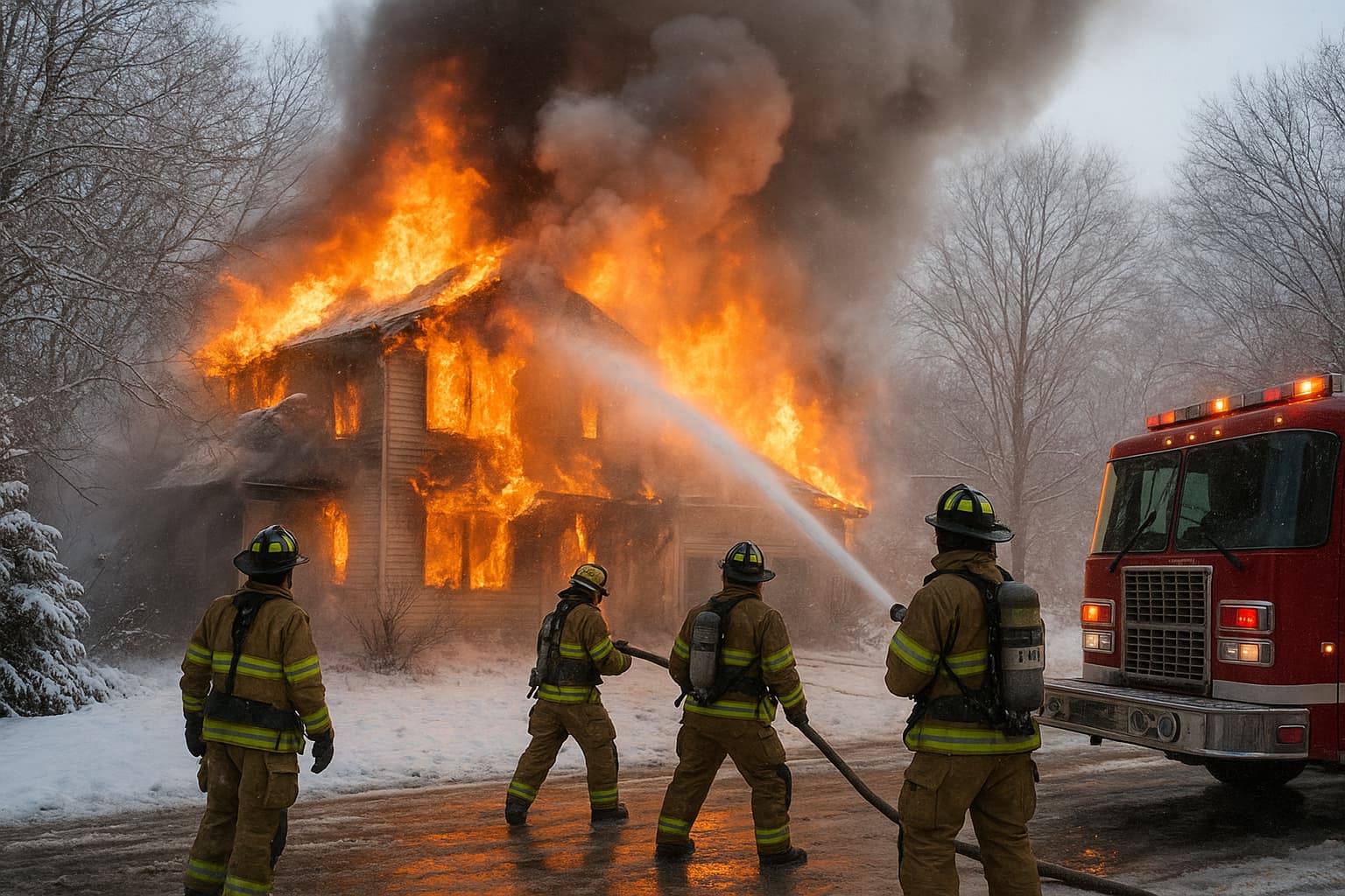 Firefighters Battle Blaze at Egg Harbor Township Home in Freezing Conditions