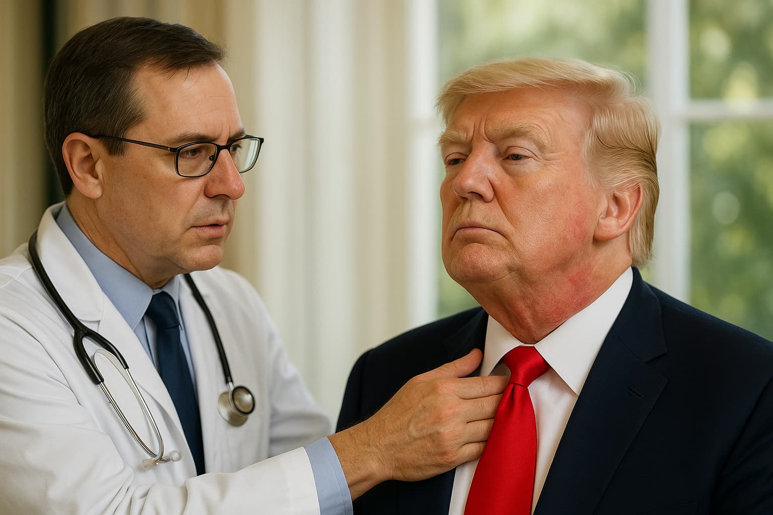 President Trump's Physician Addresses Visible Neck Rash, Confirms Preventative Skin Treatment