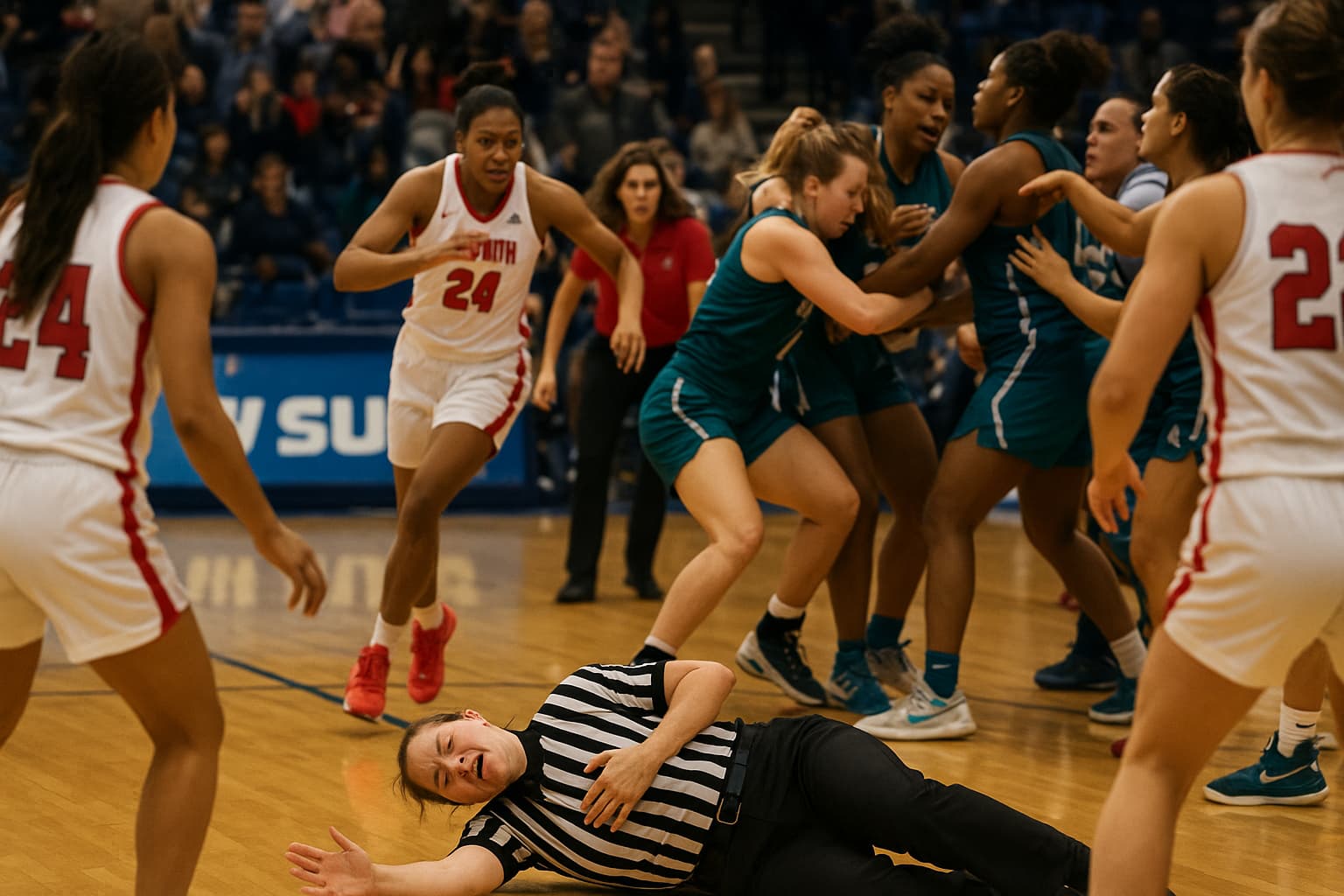 Referee Injured, Eight Players Ejected in Chaotic Sun Belt Tournament Brawl