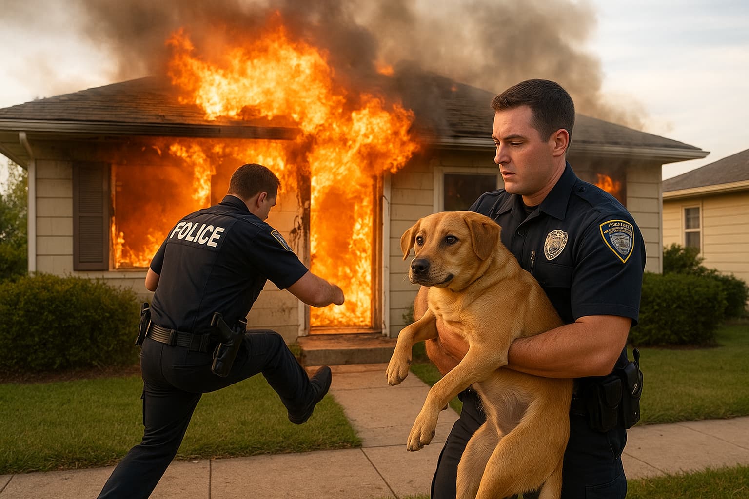 Officers Rescue Dog from Laguna Drive House Fire