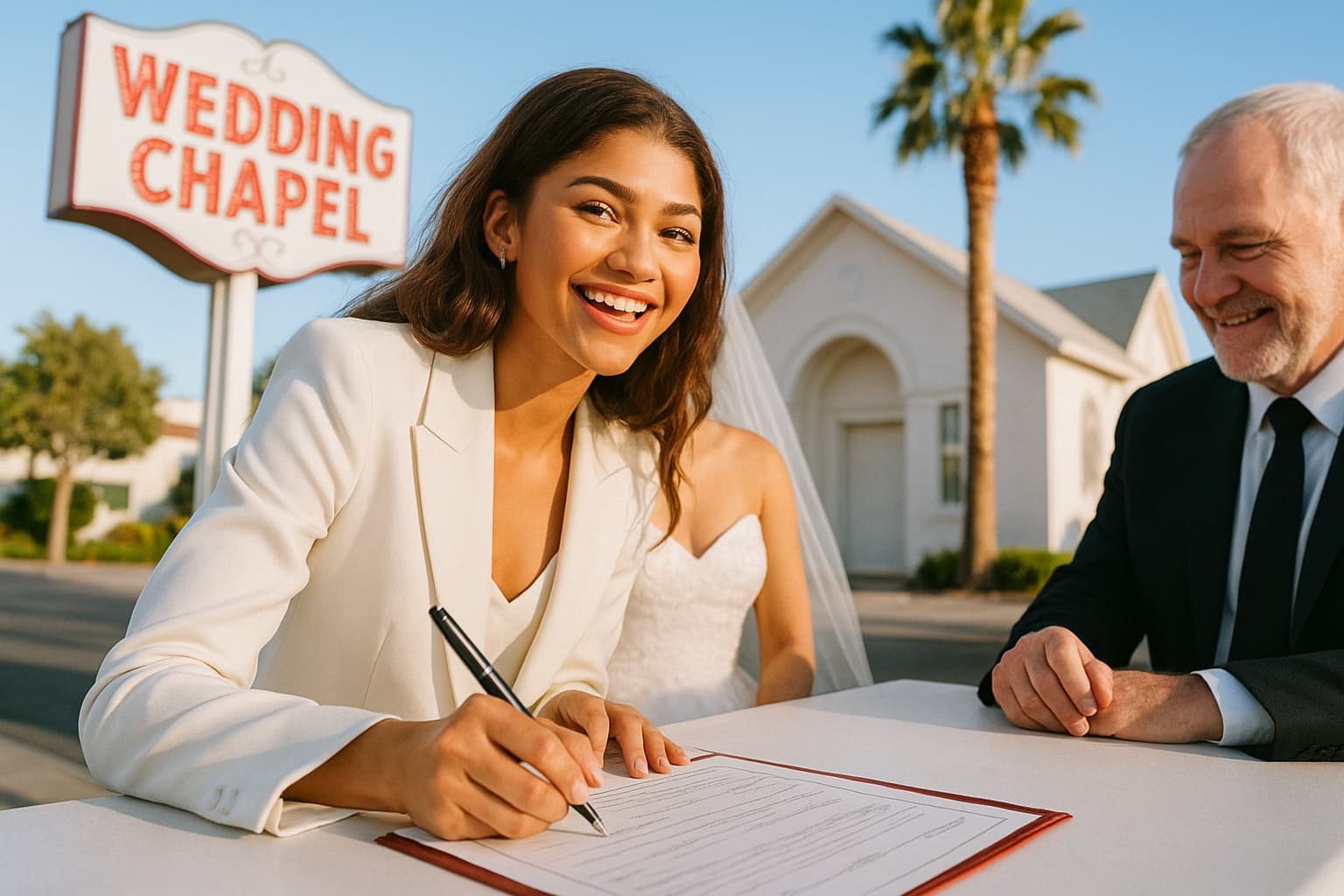 Zendaya Hints at Last Name During Vegas Chapel Visit