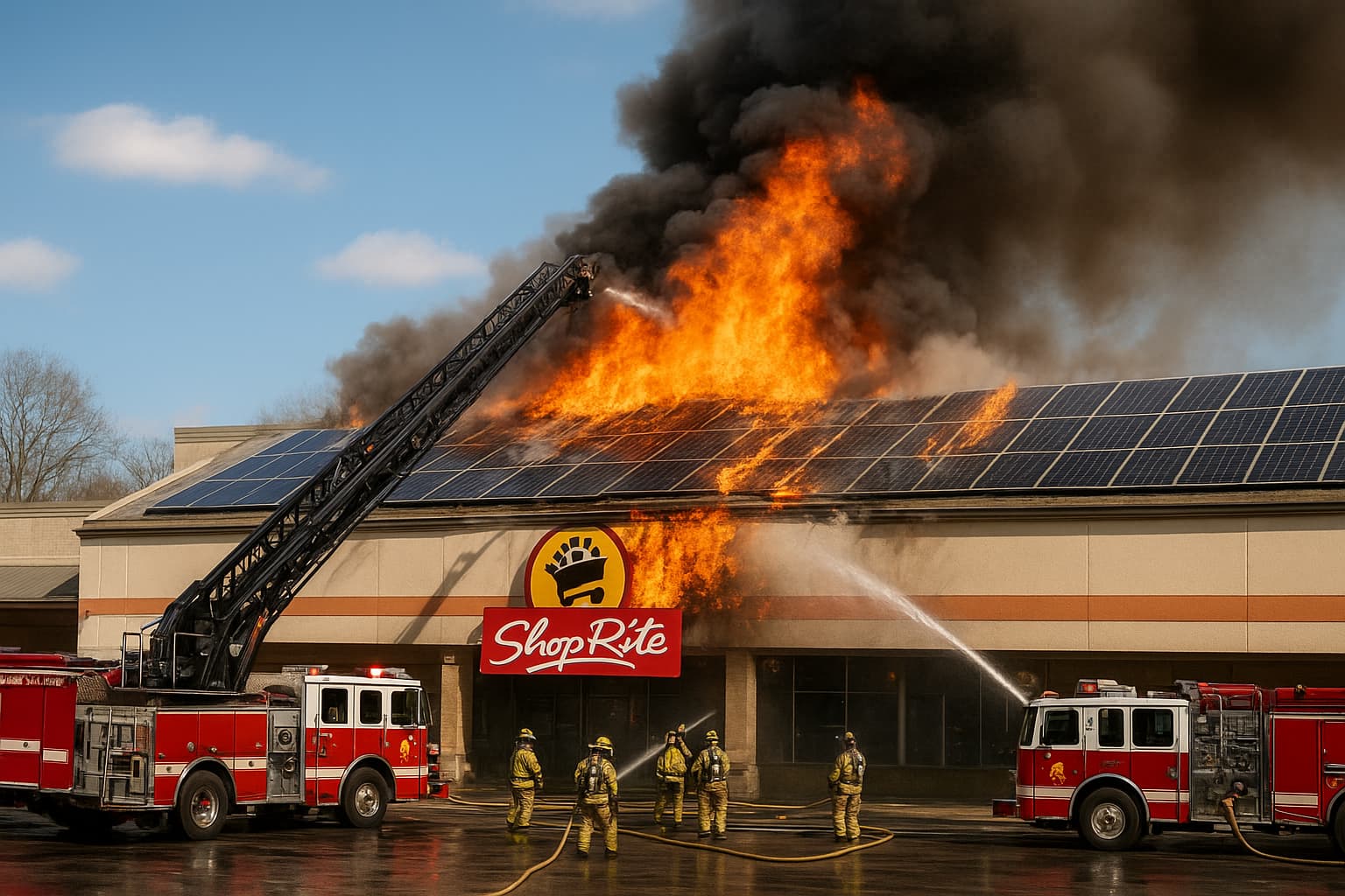 Fire Engulfs Solar Panels at Egg Harbor Township ShopRite