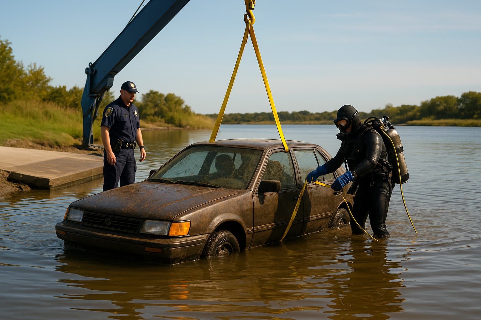 Submerged Car Recovered From Faunce Landing Boat Ramp