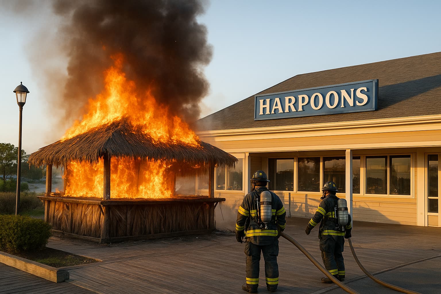 Early Morning Fire Hits Harpoons on the Bay
