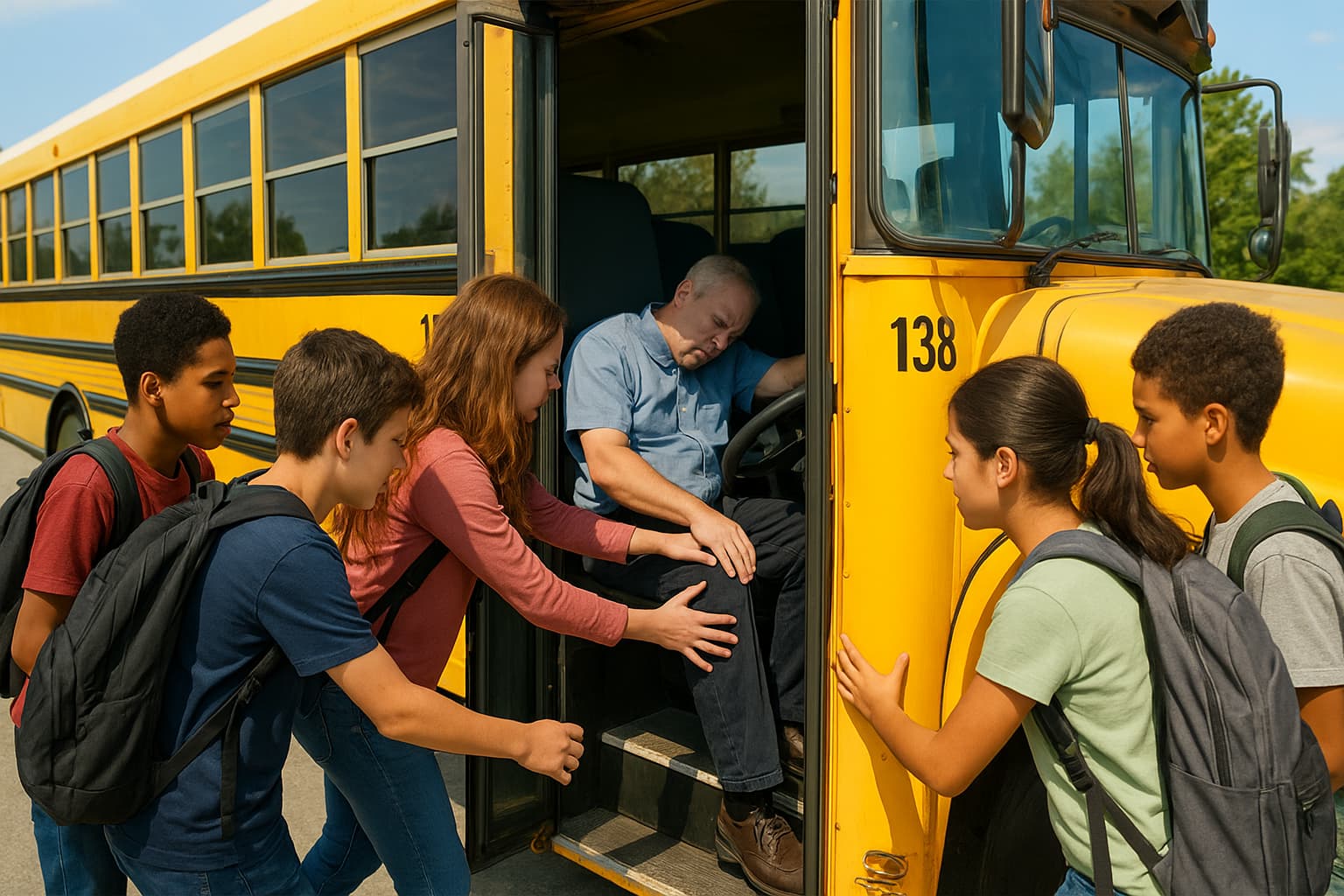 Five Students Hailed as Heroes After Bus Driver Emergency