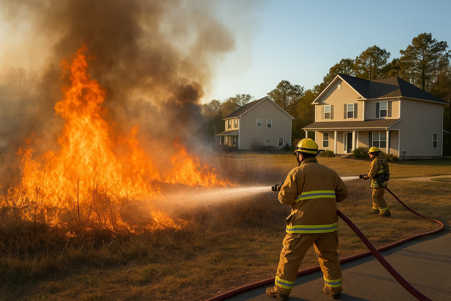 Brush Fire Threatens Homes in Hamilton Township