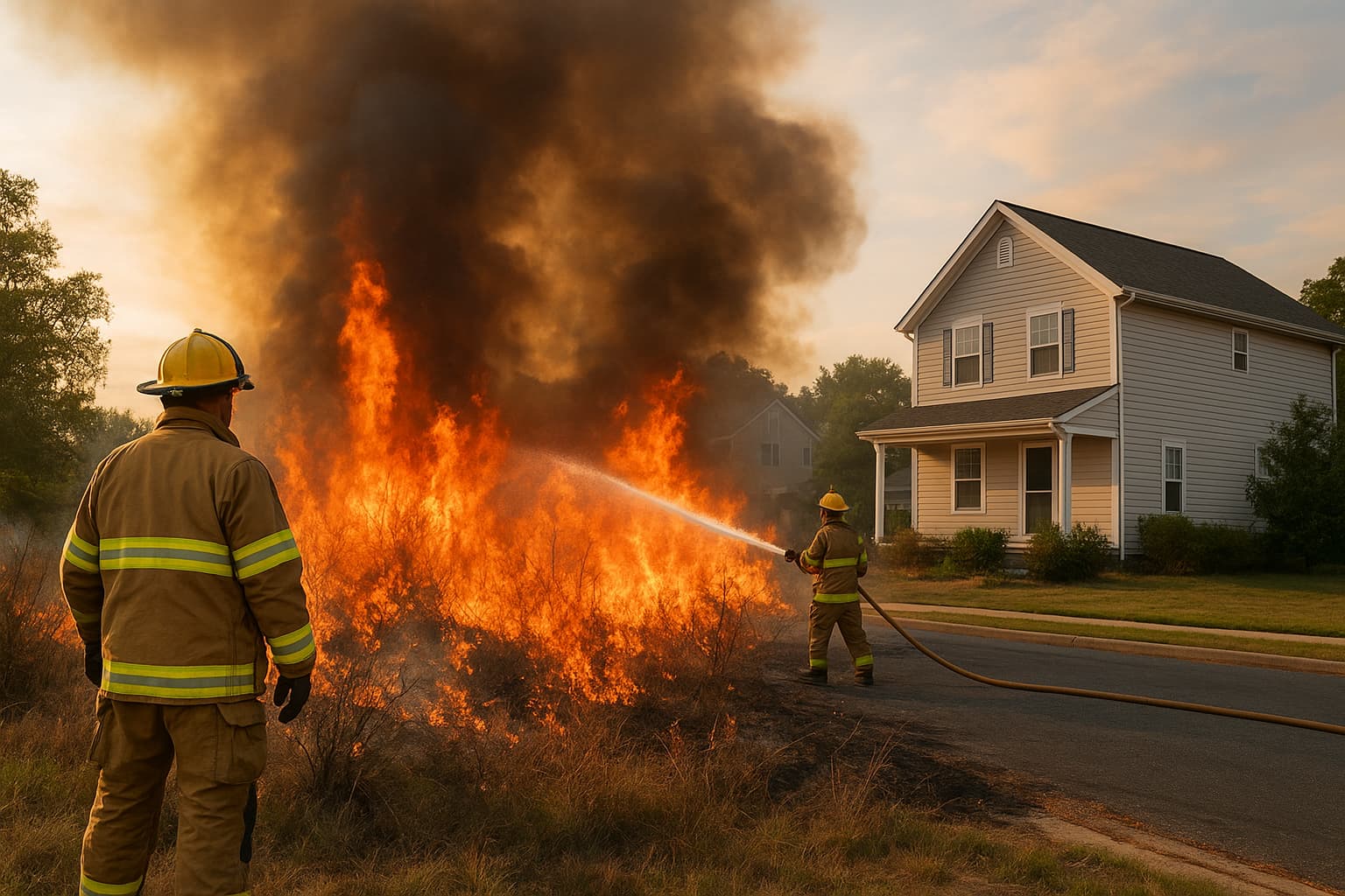 Brush Fire Threatens Homes in Hamilton Township