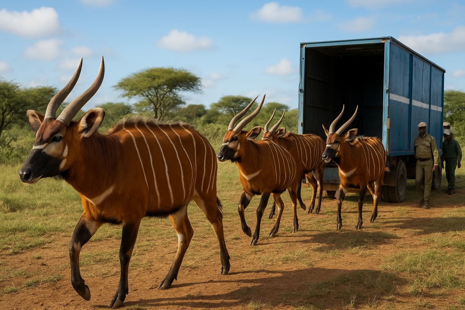 Four Rare Bongos Arrive in Kenya From European Zoos