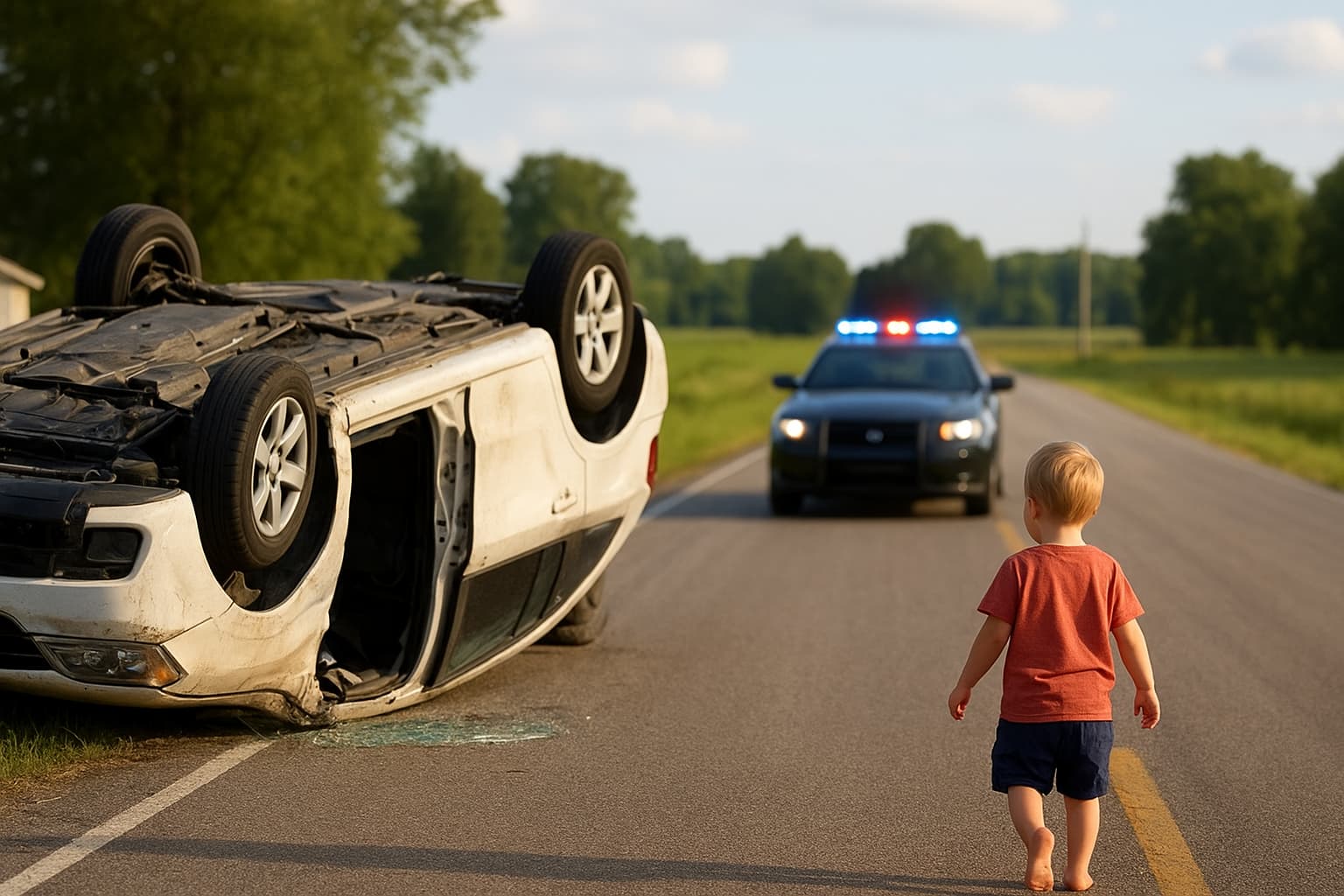 Toddler Escapes Unharmed After Mother's Rollover Crash in Chase