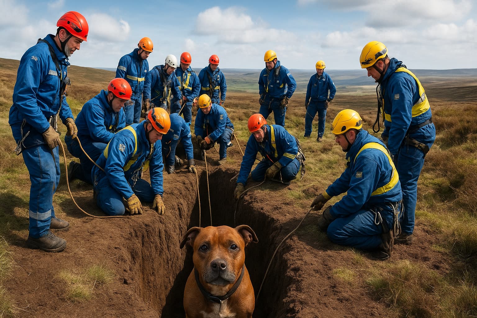 Eighteen Rescuers Save Dog Trapped 21 Feet Underground